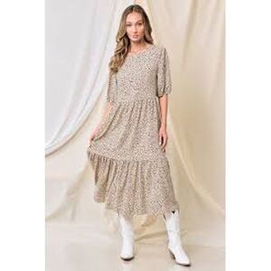 Leopard Print Tiered Maxi Dress‎